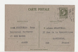 ALGERIE ENTIER POSTAL POUR LA FRANCE - Lettres & Documents