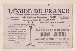 21/62 Buvard L'EGIDE DE FRANCE ASSURANCE RUE JOUBERT PARIS - Bank & Insurance