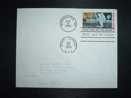 LETTRE TP FIRST MAN ON THE MOON 10c OBL.MEC. SEP 9 1969 WASHINGTON DC + JUL 20 1969 MOON LANDIN + FDC - North  America