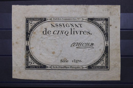 FRANCE - Assignat De 5 Livres - Etat Moyen  - L 100824 - Assignats