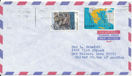 Greece Air Mail Cover Sent To USA  With MAP On The Stamp - Briefe U. Dokumente