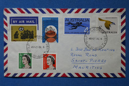 W5 AUSTRALIA  BELLE LETTRE  1966 SYDNEY POUR MAURITIUS + VIGNETTE  + AFFRANCHISSEMENT INTERESSANT - Storia Postale