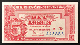 Ceskoslovenska CECOSLOVACCHIA  Czechoslovakia 5 KORUN 1949 UNC Pick#68a Lotto 3471 - Tschechien