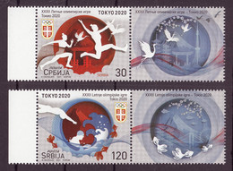 Serbia 2021 XXXII Summer Olympic Games Tokyo 2020 Japan Sports Athletics Swimming, Set With Label In Pair MNH - Eté 2020 : Tokyo