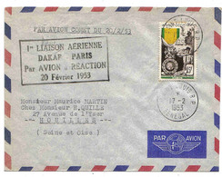 Sénégal Lettre Avion Saint Louis Dakar Paris 1953 Aérophilatélie Airmail Cover Médaille Militaire - Lettres & Documents