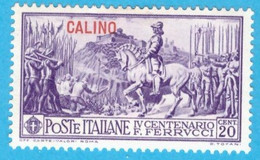 EGCA008 EGEO CALINO 1930 FERRUCCI FBL D'ITALIA SOPRASTAMPATI CALINO CENT 20 SASSONE NR 12 NUOVO MLH * - Ägäis (Calino)