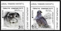 TURQUIA /TURKEY /TÜRKEI / TURQUIE  -EUROPA 2021 -ENDANGERED NATIONAL WILDLIFE"-  SERIE De 2 V.- CH -SUP- DER - 2021