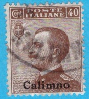 EGCA012 EGEO CALINO 1912 FBL D'ITALIA SOPRASTAMPATI CALIMNO CENT 40 SASSONE NR 6 USATO - Ägäis (Calino)