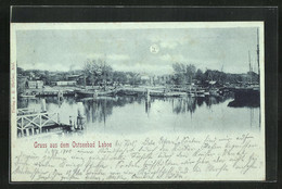 Mondschein-AK Laboe, Uferpartie Am Hafen - Laboe