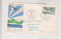 NORWAY 1962 OSLO FDC Cover To Yugoslavia NORSK LUFTFART - Brieven En Documenten