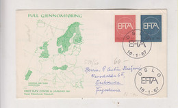 NORWAY 1967 OSLO FDC Cover To Yugoslavia EFTA - Briefe U. Dokumente