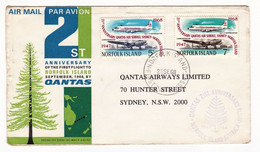 Autralie Australia First Flight To Norfolk Island Qantas Airway Sydney Lancastrian DC-4 Skymaster Avion Aviation - Lettres & Documents