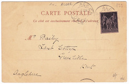 Carte Postale Alger Algérie Palais D'Été Du Gouverneur Greenhithe England Type Sage 10 Centimes - Cartas & Documentos