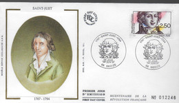 FRANCE FDC 1991 Revolution Francaise Saint Just - Franz. Revolution