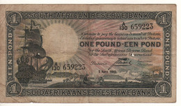 SOUTH AFRICA 1 Pound  P84e   Dated  5.4.1943   (Sailing Ship) - Sudafrica