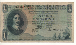 SOUTH AFRICA 1 Pound  P93e   Dated 5.11.1953   (Sailing Ships) - Afrique Du Sud