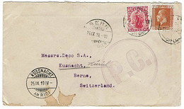 NEW ZEALAND - SWITZERLAND KGV PC CENSOR COVER - Covers & Documents