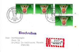 GERMANIA GERMANY - 1985 BERLIN Raccomandata Per Italia Con 4v. Basket Pallacanestro Annullo Fdc (canestro) - 5066 - Pallacanestro