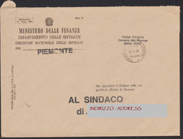 Italia Torino 2000 Tassa Pagata Ministero Delle Finanze Piemonte Tax Paid Ministry Of Finance Piedmont Piémont LET00099 - 1991-00: Storia Postale