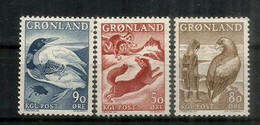 Faune Du Groenland: Renard Arctique,le Plongeon Arctique & L'Aigle Royal. 3 Timbres Neufs ** Du Groenland , Année 1966 - Arctic Tierwelt