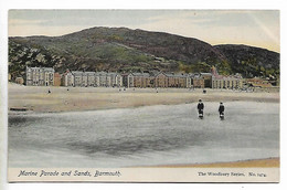 Early Colour Postcard, Barmouth, Marine Parade And Sands. House, Building, Hills, Coastline. - Merionethshire