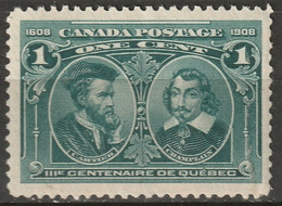 Canada 1908 Sc 97i  MH* With Hairlines Disturbed Gum - Neufs