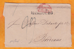 1831 - Marque Postale HAMBOURG Sur Enveloppe Pliée Avec Correspondance Vers BORDEAUX, France - Taxe 23 - [1] Precursores