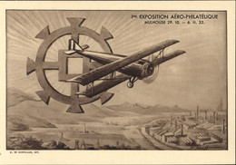 CP Neuve 1ère Exposition Aéro-philatélique Aéro Philatélique Mulhouse 1932  Avion - Esposizioni