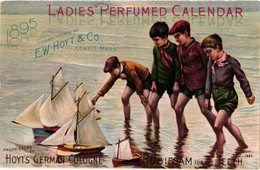 Calendrier Kalender  C1895 Perfume PUB Hoyt's German Cologne Mass Litho Chlildren Playing chromo Litho Sail Ship - Formato Piccolo : ...-1900