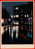 22652 Riga Latvia Lenin Street At Night Night View Of Electricity Illumination Signboard Movie Theater USSR Soviet CardE - Theatre