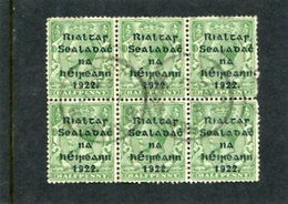 IRELAND/EIRE - 1922  1/2d. OVERPRINTED THOM  WIDER  DATE  BLOCK OF 6   FINE  USED  SG 47 - Usati