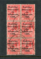 IRELAND/EIRE - 1922  1d. OVERPRINTED THOM  WIDER  DATE  BLOCK OF 6   FINE  USED  SG 48 - Used Stamps