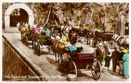 HAND COLOURED-Transport On The Quay,SARK-Horses & Carriages/Fashion Of The Time-STUNNING Card In V.G.Condition - Sark