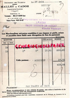 72- SABLE SUR SARTHE - FACTURE MALLET & CADOR - BEURRERIE DES TILLEULS- BEURRE - 1934 - Straßenhandel Und Kleingewerbe