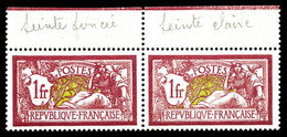 N°121 ** 1F Merson, 1 Ex Teinte Foncée Tenant à Exemplaire Plus Clair, Bdf. TB - Unused Stamps