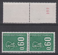 1815b 60c VERT BEQUET Gravé Avec N° ROUGE Tenant à Normal - 1971-76 Marianne Van Béquet