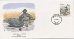 New Zealand 1987 FDC Ducks Animals Native Birds Duck Animal Fauna Bird Nature Hymenolaimus Malacorhynchos Stamp CTO - Brieven En Documenten