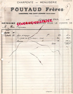 87 - SAINT LEONARD NOBLAT- ST LEONARD NOBLAT-LAJOUMARD-1938 RARE  FACTURE POUYAUD FRERES - CHARPENTE MENUISERIE - Ambachten