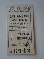 DT015.2  Suisse Switzerland  -Schweiz -  San Nazzaro -Ascona -    1983  Fahrkarte  Boat  Ticket - Europa