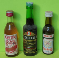 Lot 3 MIGNONNETTES - MARTINI BANYULS TEMPLIERS AALBORG -Apéritif Alcool Liqueur-Années 80 Pour Collection Non Buvable /7 - Mignonettes