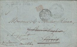 GUADELOUPE - POINTE A PITRE - ENTREE - COL. FR. ANG. AMB.CALAIS A - 16 NOVEMBRE 1857 . MANUSCRIT PAR STEAMER MONTLAR - V - Entry Postmarks