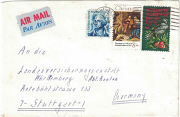 Etats-Unis - Californie - Los Angeles - Lettre Avion Pour L'Allemagne - Christmas Stamps - Février 1972 - Gebruikt