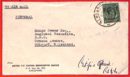 Aa3806 - MALAYA - POSTAL HISTORY -  AIRMAIL COVER From SINGAPORE To NORTHEN IRELAND 1940's - Malaya (British Military Administration)