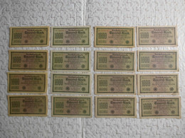 Lot 16 Billet Reichsbanknote 1000 Mark 15 Septembre 1922 Séries Petits Chiffres Rouge + étoile - 1000 Mark