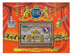 Moroni ÉTAT COMORIEN 1977 Anniversaire COURONNEMENT Queen ELISABETH II England 1000F Comores - Comores (1975-...)