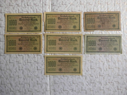 Lot 7 Billet Reichsbanknote 1000 Mark 15 Septembre 1922 Séries étoile + Petits Chiffres Rouge - 1000 Mark