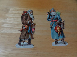 2 Chromos Découpis, Père Noël, Santa Claus, Tbe, Hauteur 10,5cm - Kerstmotief