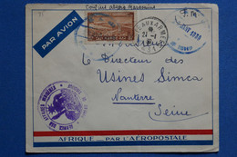 W7 MAROC  BELLE   LETTRE RARE   1930  THIDOUF POSTES AUX ARMEES POUR NANTERRE  FRANCE+ CACHET BLEU  + AFFRANCH. PLAISANT - Cartas & Documentos