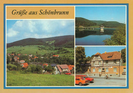 DDR Foto AK Schönbrunn / Schleusegrund Bei Hildburghausen, Ua. FDGB Erholungsheim Hütte, DDR Oldtimer - Hildburghausen