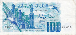 BILLETE DE ARGELIA DE 100 DINARS DEL AÑO 1981 (BANKNOTE-BANK NOTE) - Algérie